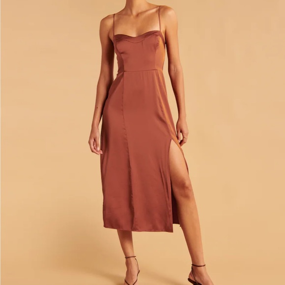 Abercrombie satin high slit dress - Picture 2 of 5